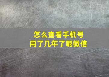 怎么查看手机号用了几年了呢微信