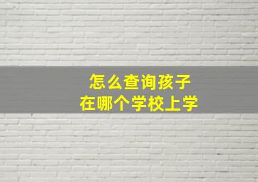 怎么查询孩子在哪个学校上学