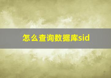 怎么查询数据库sid