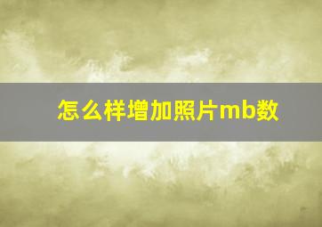 怎么样增加照片mb数