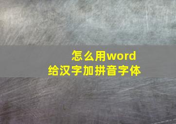 怎么用word给汉字加拼音字体