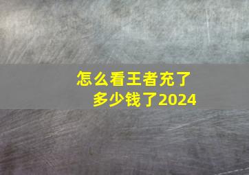 怎么看王者充了多少钱了2024