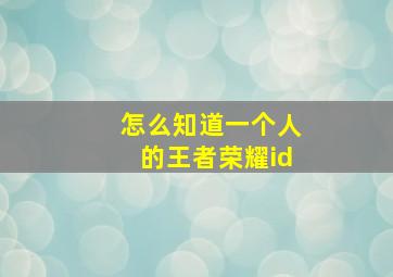 怎么知道一个人的王者荣耀id