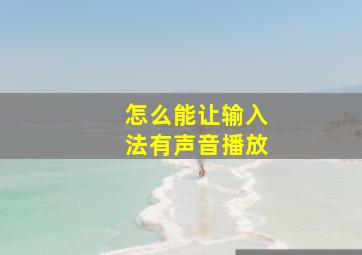 怎么能让输入法有声音播放