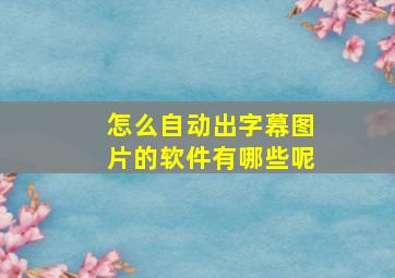 怎么自动出字幕图片的软件有哪些呢