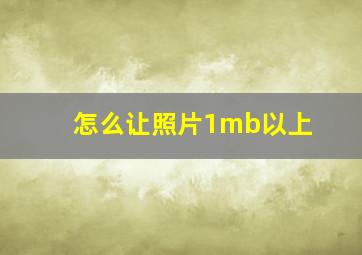 怎么让照片1mb以上