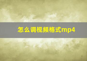 怎么调视频格式mp4