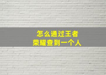 怎么通过王者荣耀查到一个人