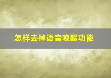 怎样去掉语音唤醒功能