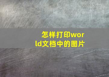 怎样打印world文档中的图片