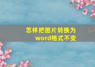 怎样把图片转换为word格式不变