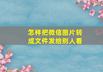 怎样把微信图片转成文件发给别人看