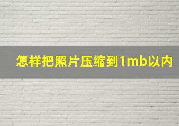 怎样把照片压缩到1mb以内