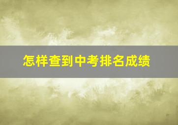 怎样查到中考排名成绩