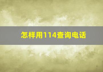 怎样用114查询电话