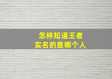 怎样知道王者实名的是哪个人