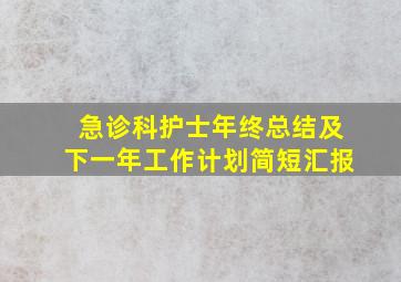 急诊科护士年终总结及下一年工作计划简短汇报