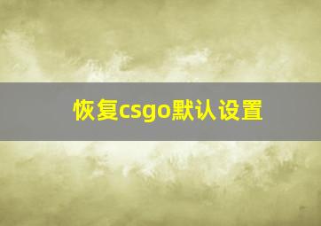 恢复csgo默认设置