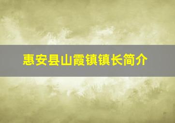 惠安县山霞镇镇长简介