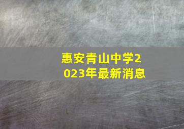 惠安青山中学2023年最新消息