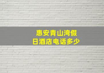 惠安青山湾假日酒店电话多少