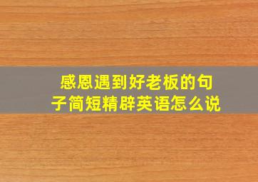 感恩遇到好老板的句子简短精辟英语怎么说