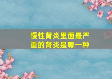 慢性肾炎里面最严重的肾炎是哪一种