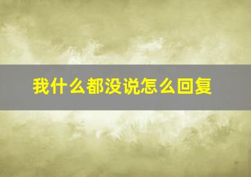 我什么都没说怎么回复