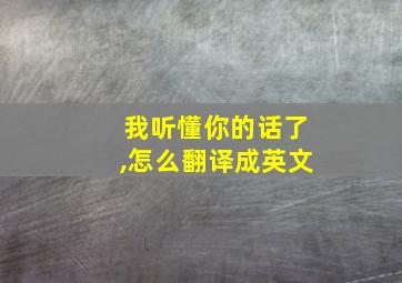 我听懂你的话了,怎么翻译成英文