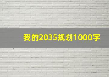 我的2035规划1000字