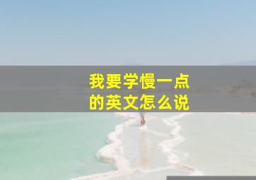 我要学慢一点的英文怎么说