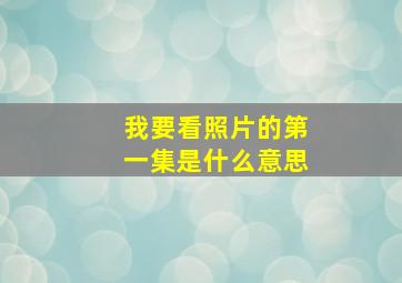 我要看照片的第一集是什么意思