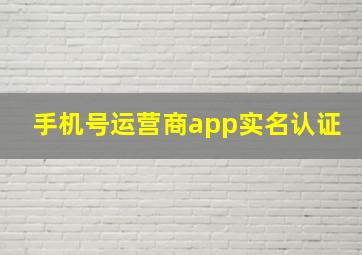 手机号运营商app实名认证