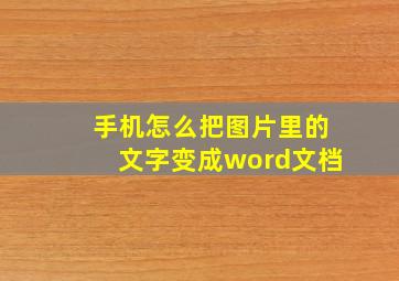 手机怎么把图片里的文字变成word文档