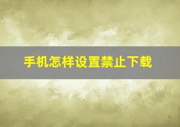 手机怎样设置禁止下载