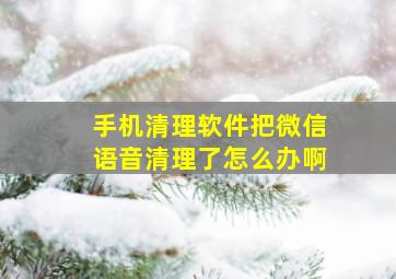 手机清理软件把微信语音清理了怎么办啊