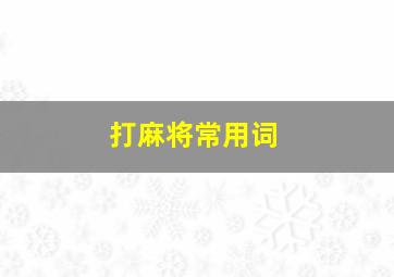 打麻将常用词