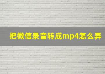 把微信录音转成mp4怎么弄