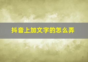 抖音上加文字的怎么弄