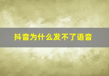 抖音为什么发不了语音