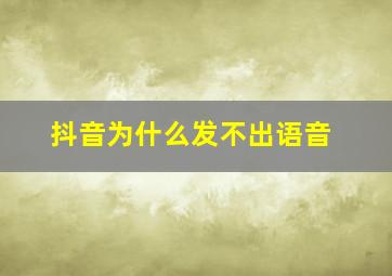 抖音为什么发不出语音