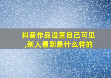 抖音作品设置自己可见,别人看到是什么样的