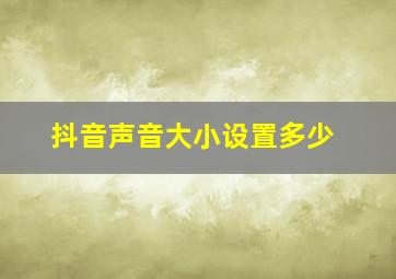 抖音声音大小设置多少