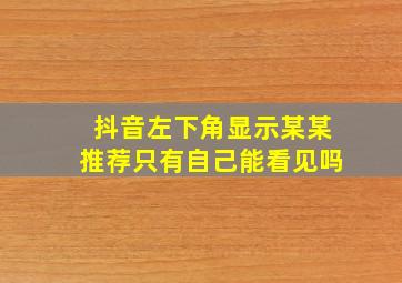 抖音左下角显示某某推荐只有自己能看见吗