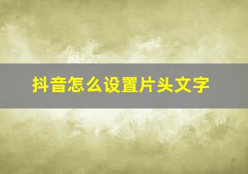 抖音怎么设置片头文字