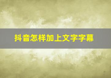 抖音怎样加上文字字幕