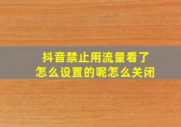 抖音禁止用流量看了怎么设置的呢怎么关闭