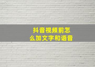 抖音视频前怎么加文字和语音