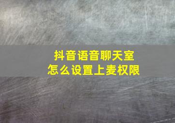 抖音语音聊天室怎么设置上麦权限