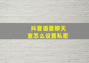 抖音语音聊天室怎么设置私密